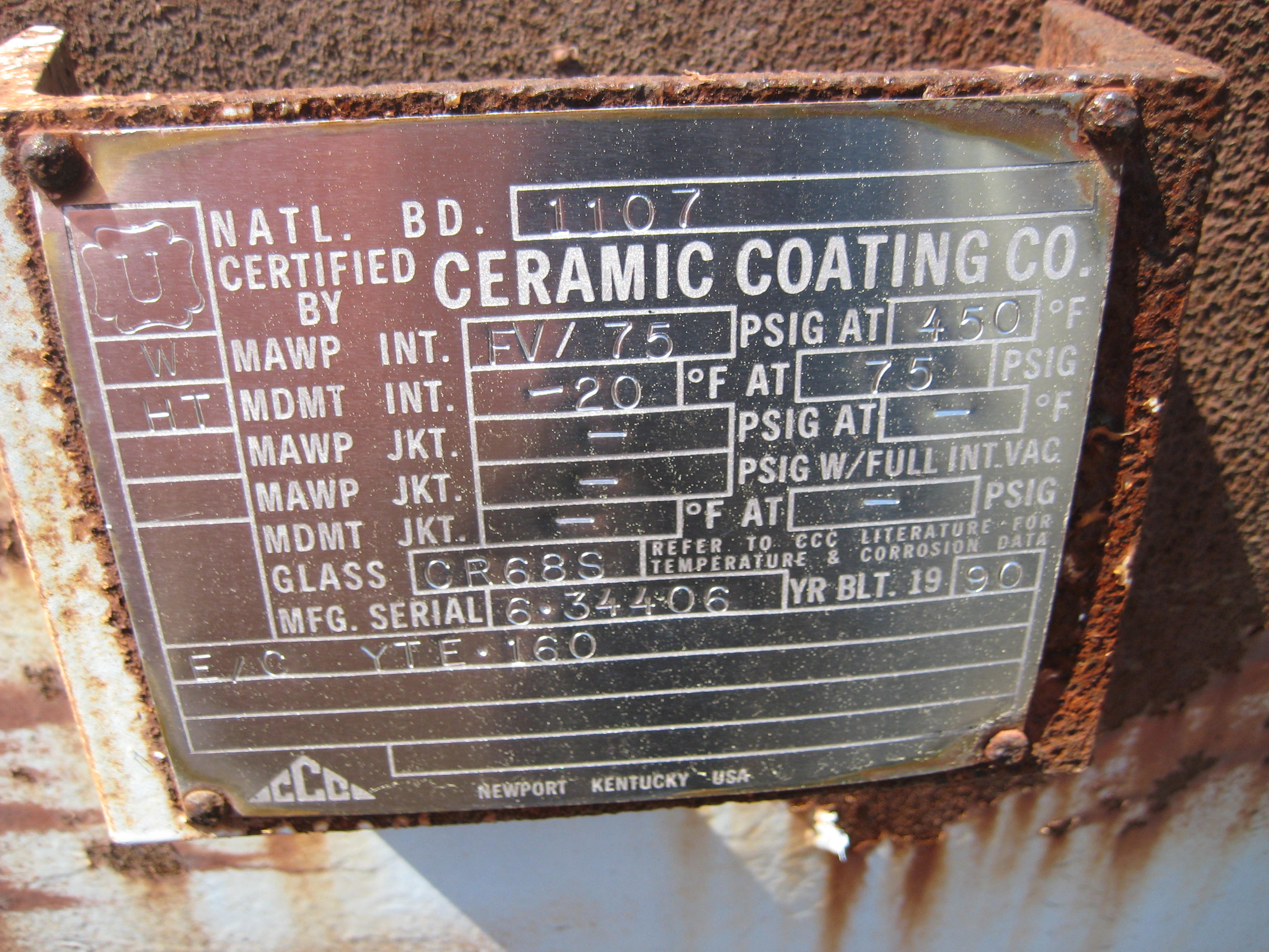 Unused Glasslined Ceramic Coatings Tank - IPP# 107324
