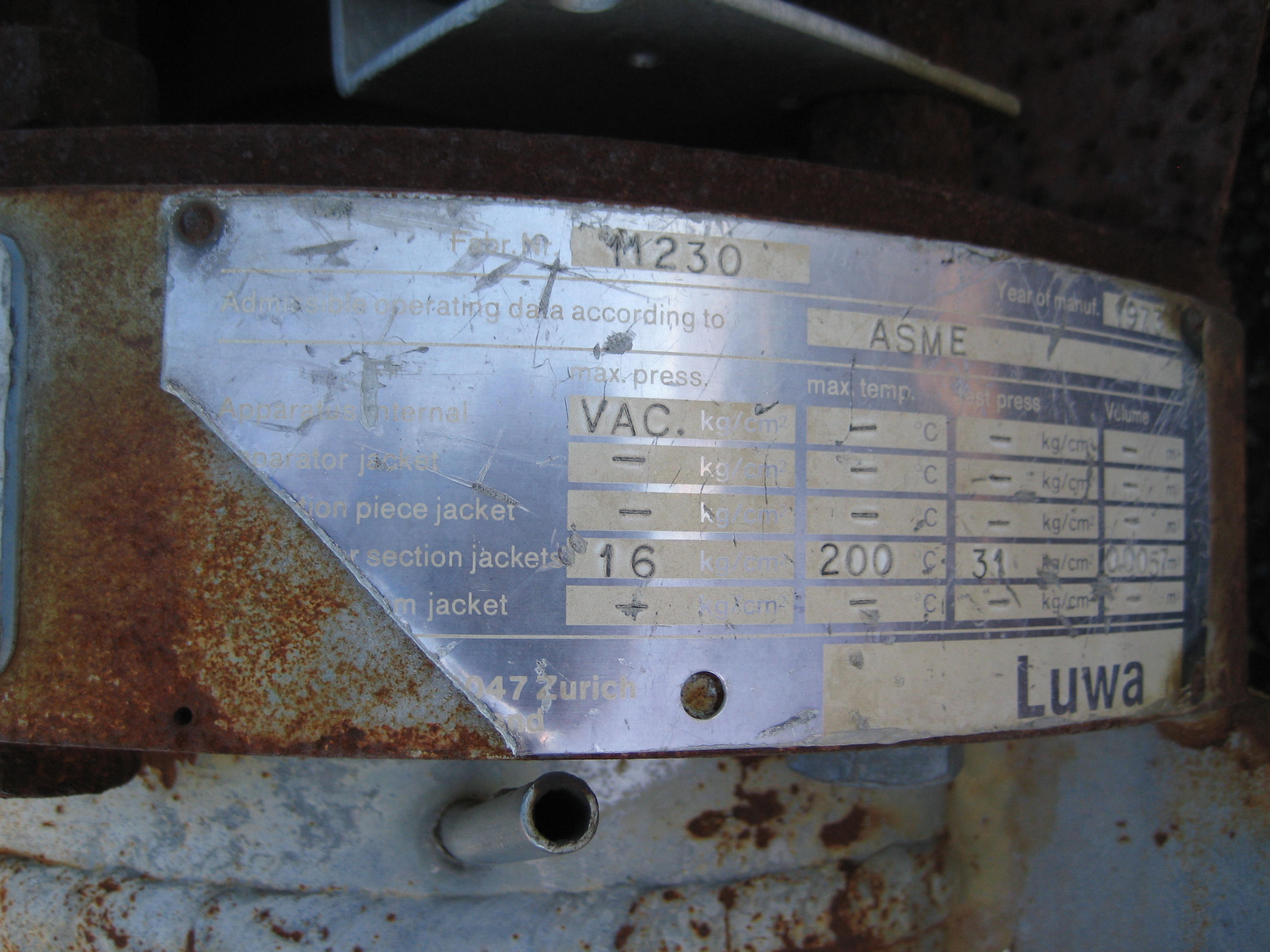 Stainless Steel 316 Luwa SMS HS0050 Wiped/Thin Film Evaporator - IPP# 102561