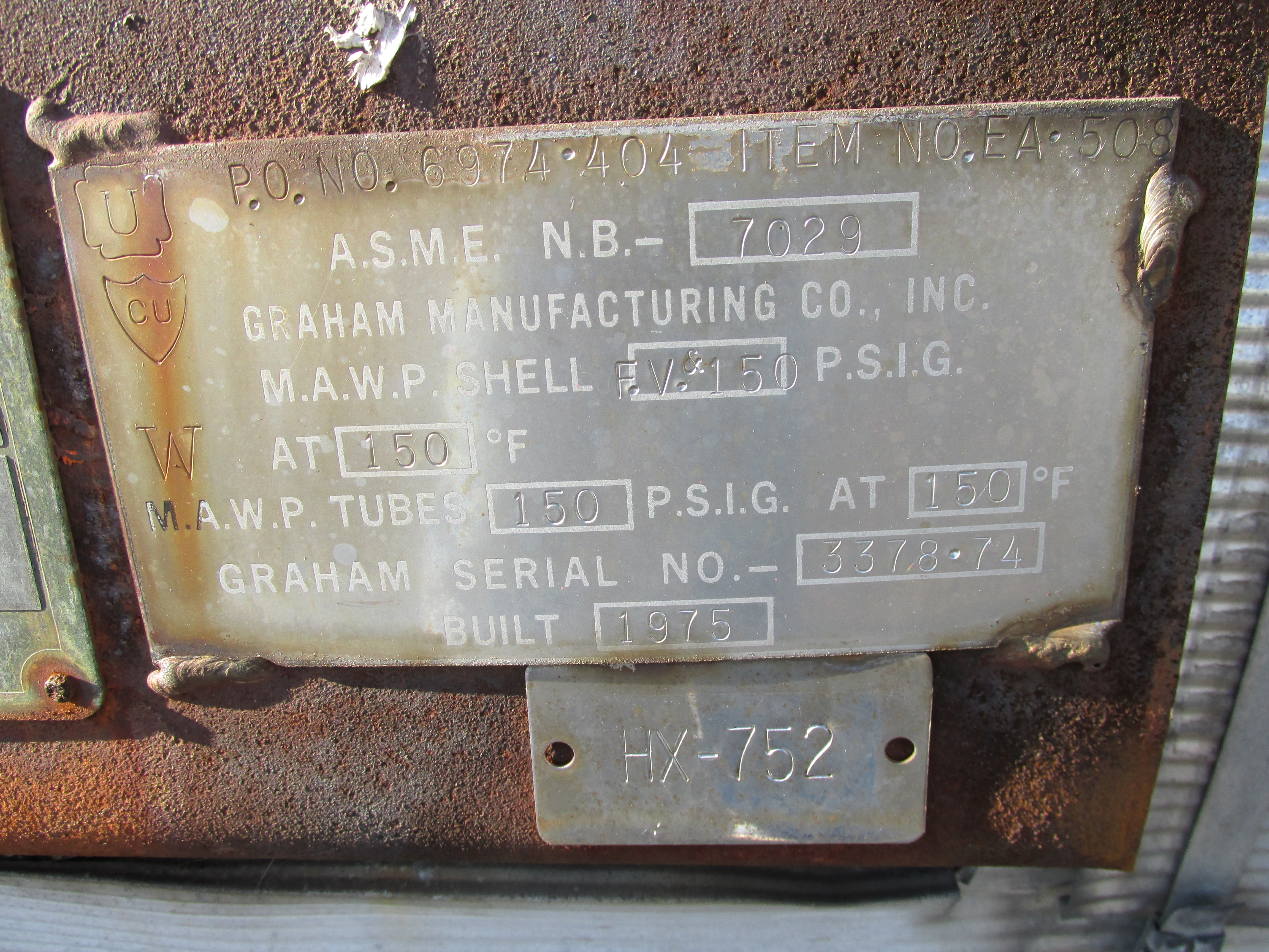 Stainless Steel 304 Graham Shell and Tube Heat Exchanger - IPP# 205678