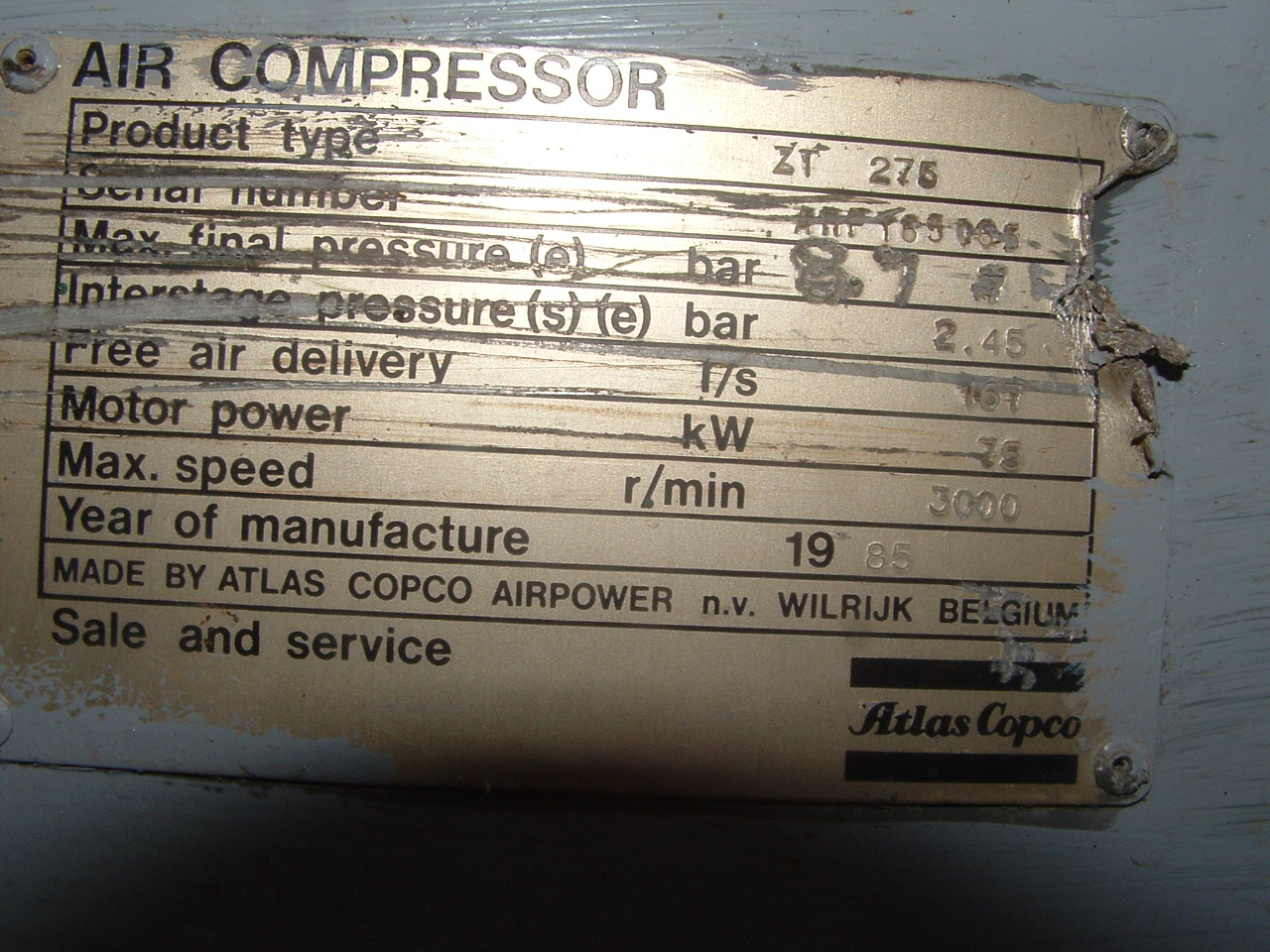  Rotary Compressor 611.6 m3/h (360 CFM)  For Sale - IPP# 206627