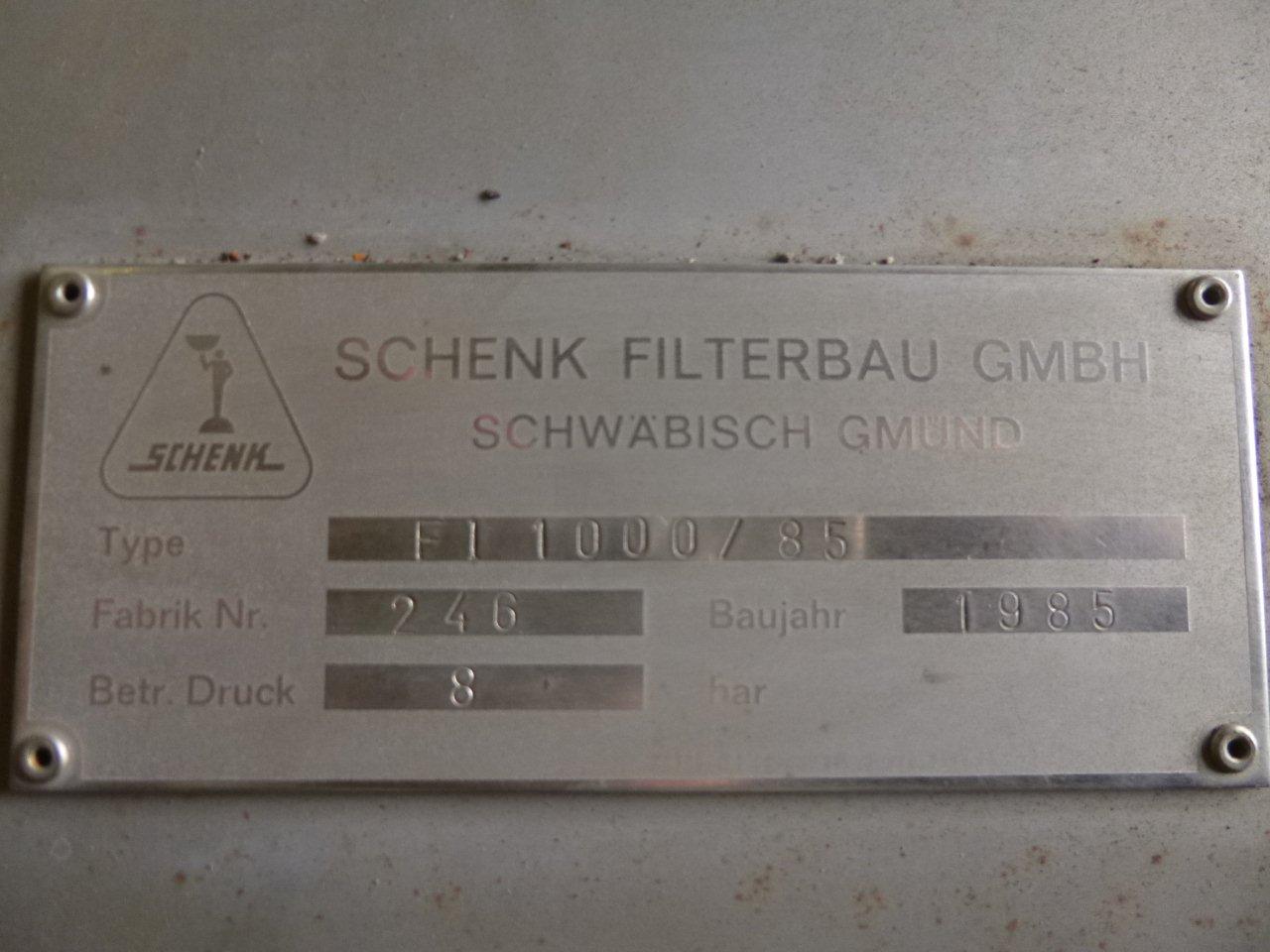 Stainless Steel Austenitic Schenk F1 - 1000/85 Press Filter - IPP# 208460