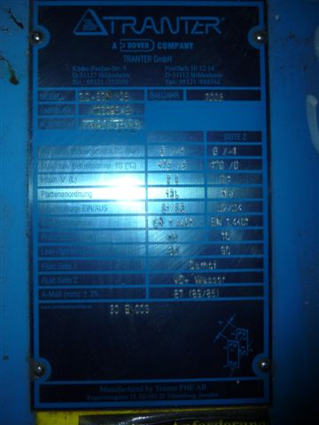  Plate and Frame Heat Exchanger 2.2 m² (23.8 ft²) Stainless Steel 316 For Sale - IPP# 214105