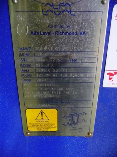 Unused Plate and Frame Heat Exchanger 259.2 m² (2,790 ft²) Stainless Steel 316 For Sale - IPP# 214853