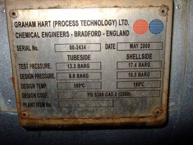 Stainless Steel 316L Graham Hart Process Technology LTD Shell and Tube Heat Exchanger - IPP# 215361