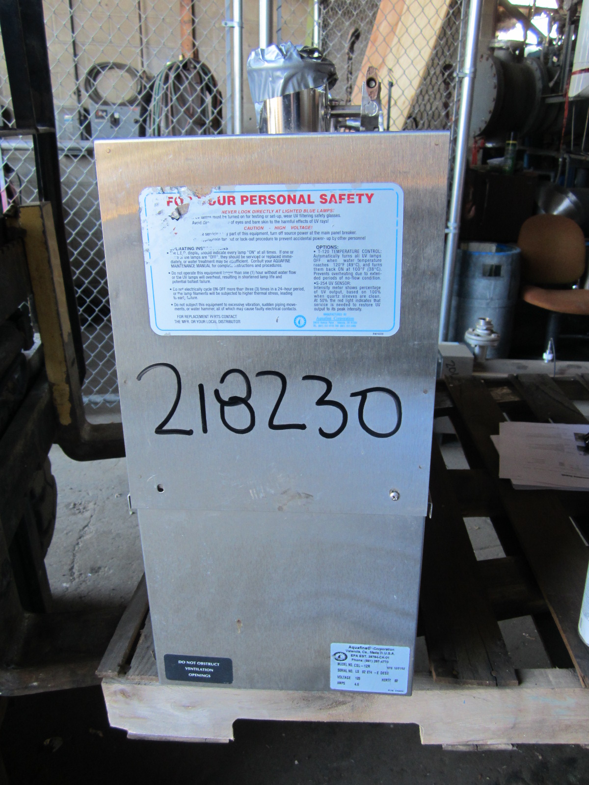 Stainless Steel 316L Aquafine CSL-12R Water Treatment - IPP# 218230