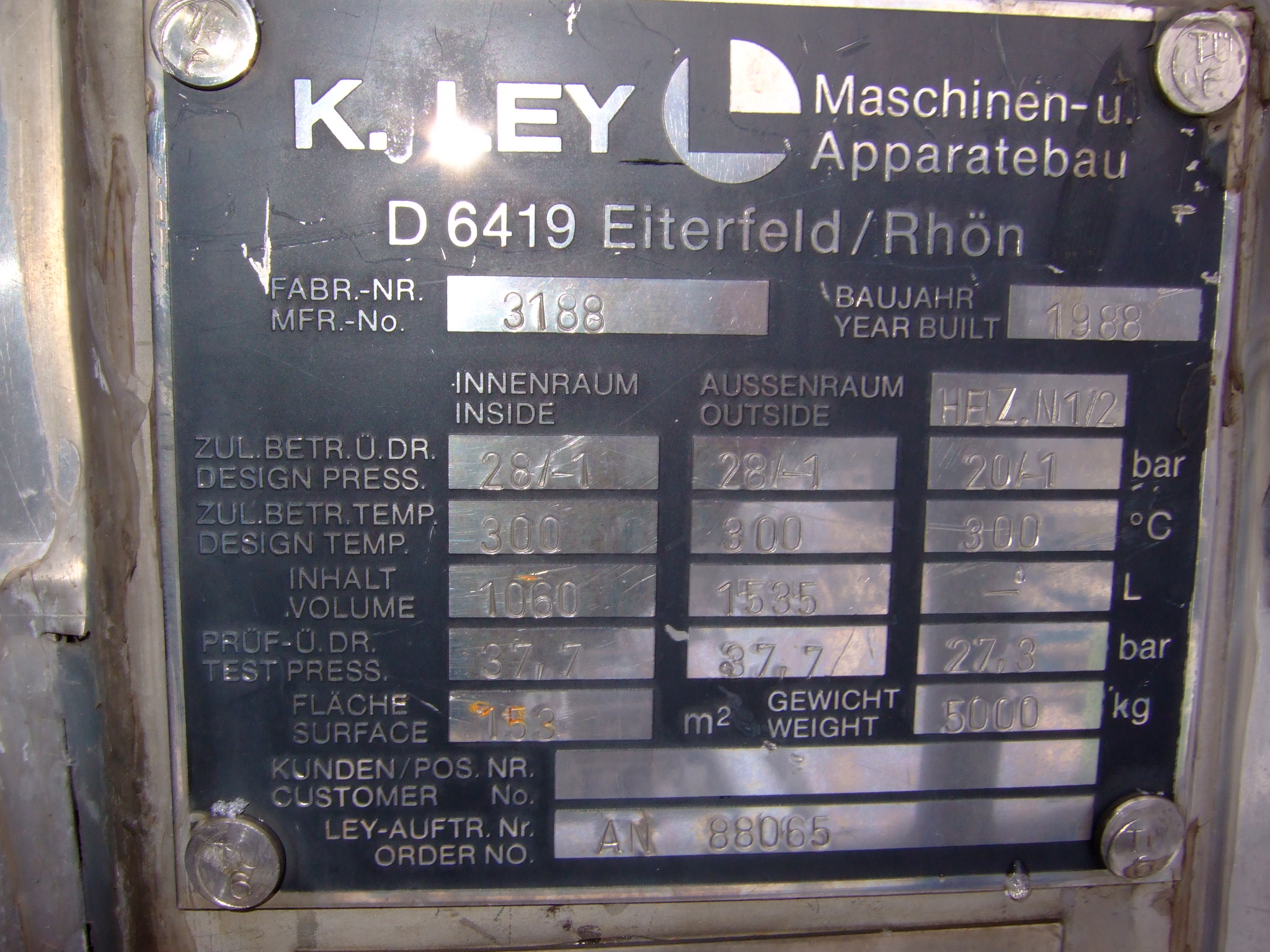  Shell and Tube Heat Exchanger 153 m² (1,647 ft²) Stainless Steel 316 For Sale - IPP# 219500