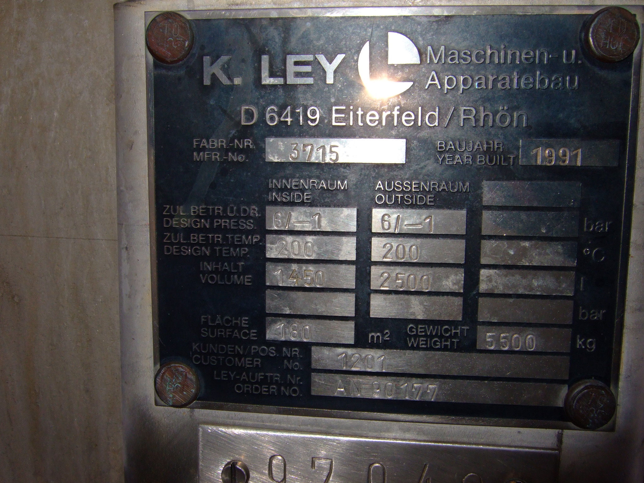  Shell and Tube Heat Exchanger 180 m² (1,938 ft²) Stainless Steel 316 For Sale - IPP# 219507