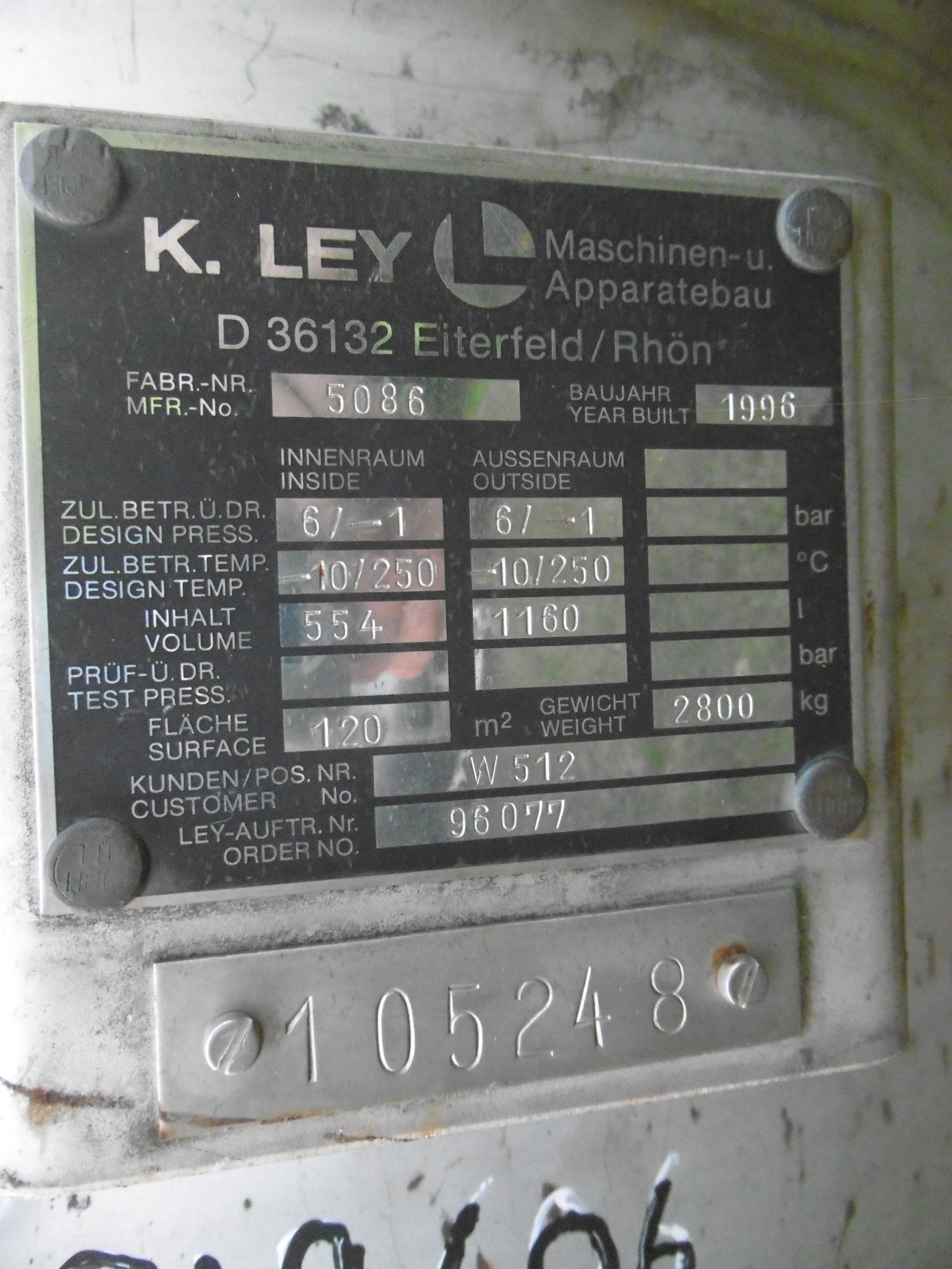  Shell and Tube Heat Exchanger 120 m² (1,292 ft²) Stainless Steel 316 For Sale - IPP# 219606