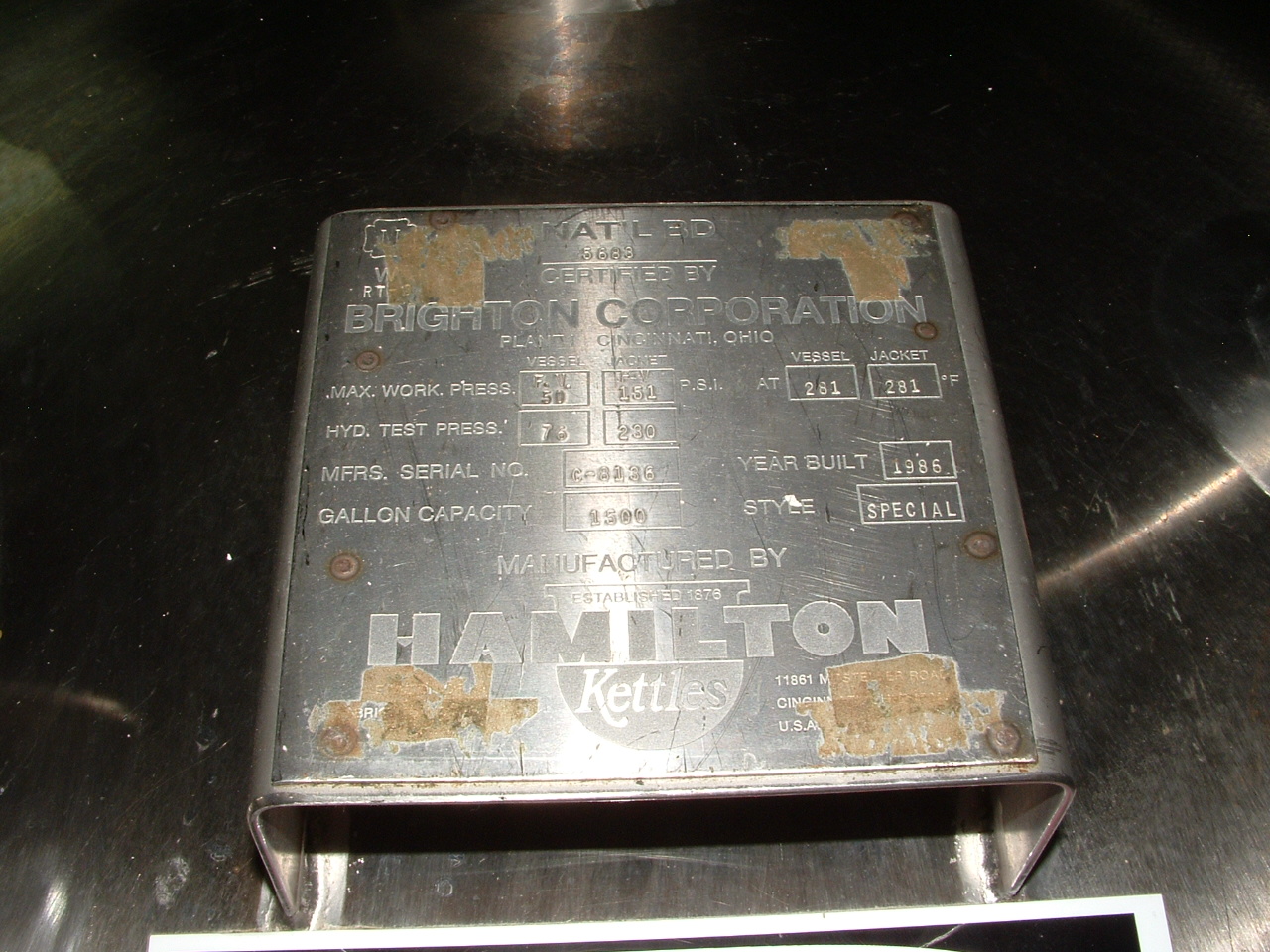 Reactor Body, Kettle Batch-Type Stainless Steel 316 - IPP# 210499