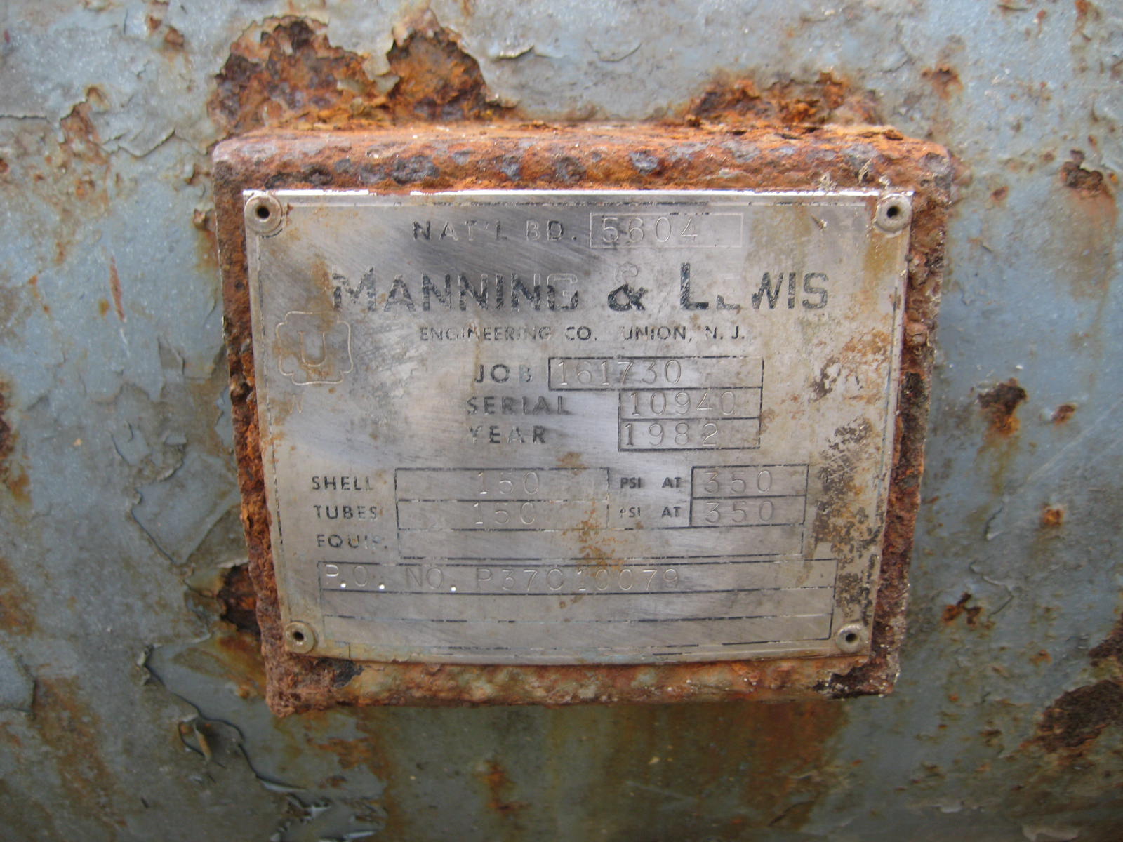  Shell and Tube Heat Exchanger 100.8 m² (1,085 ft²) Stainless Steel 304 For Sale - IPP# 210959