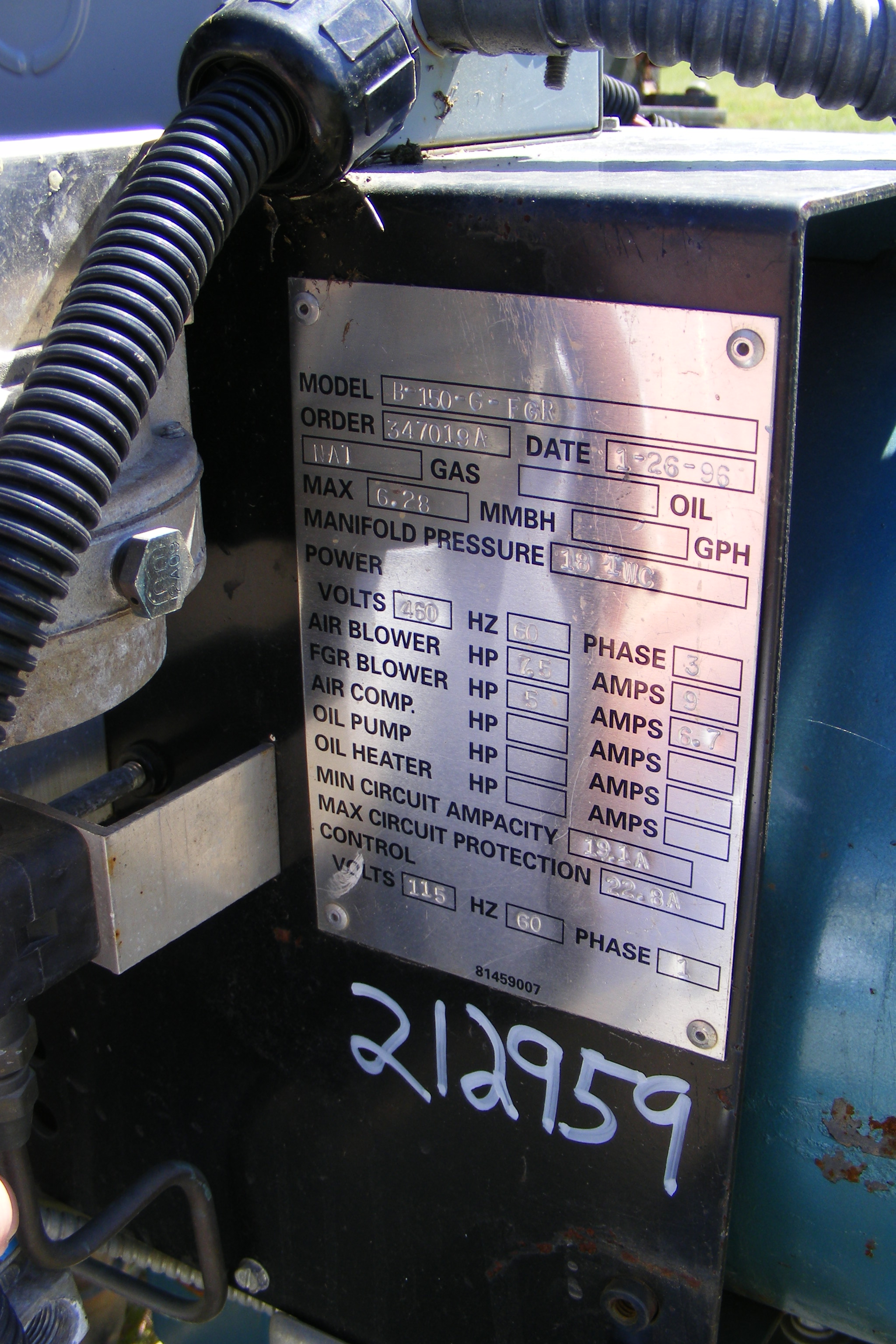 Steam Boiler Burnham LN3L-150-50-G-BNM - IPP# 212959