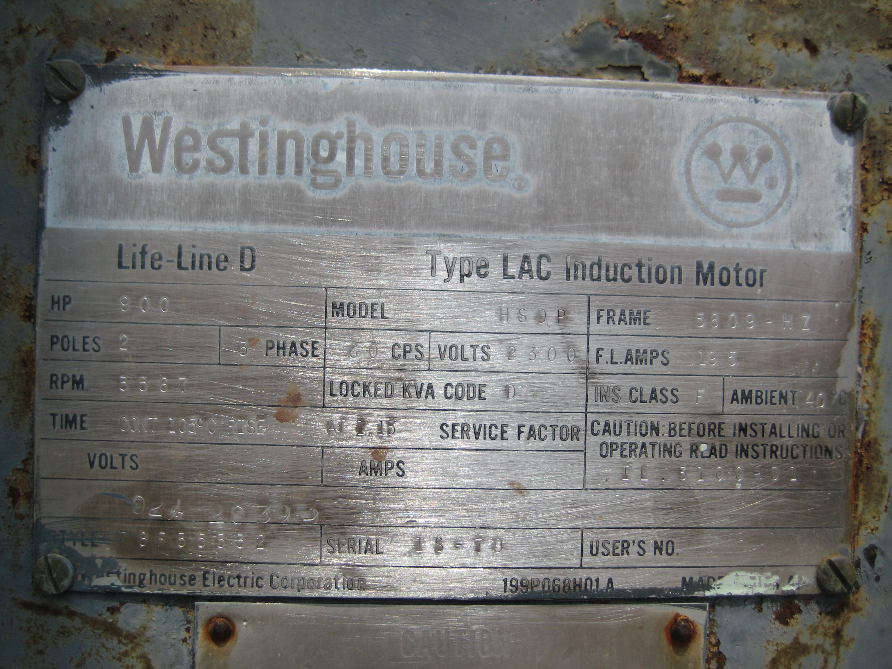  Motor Electrical 671.1 kW (900 HP) Carbon Steel For Sale - IPP# 212927