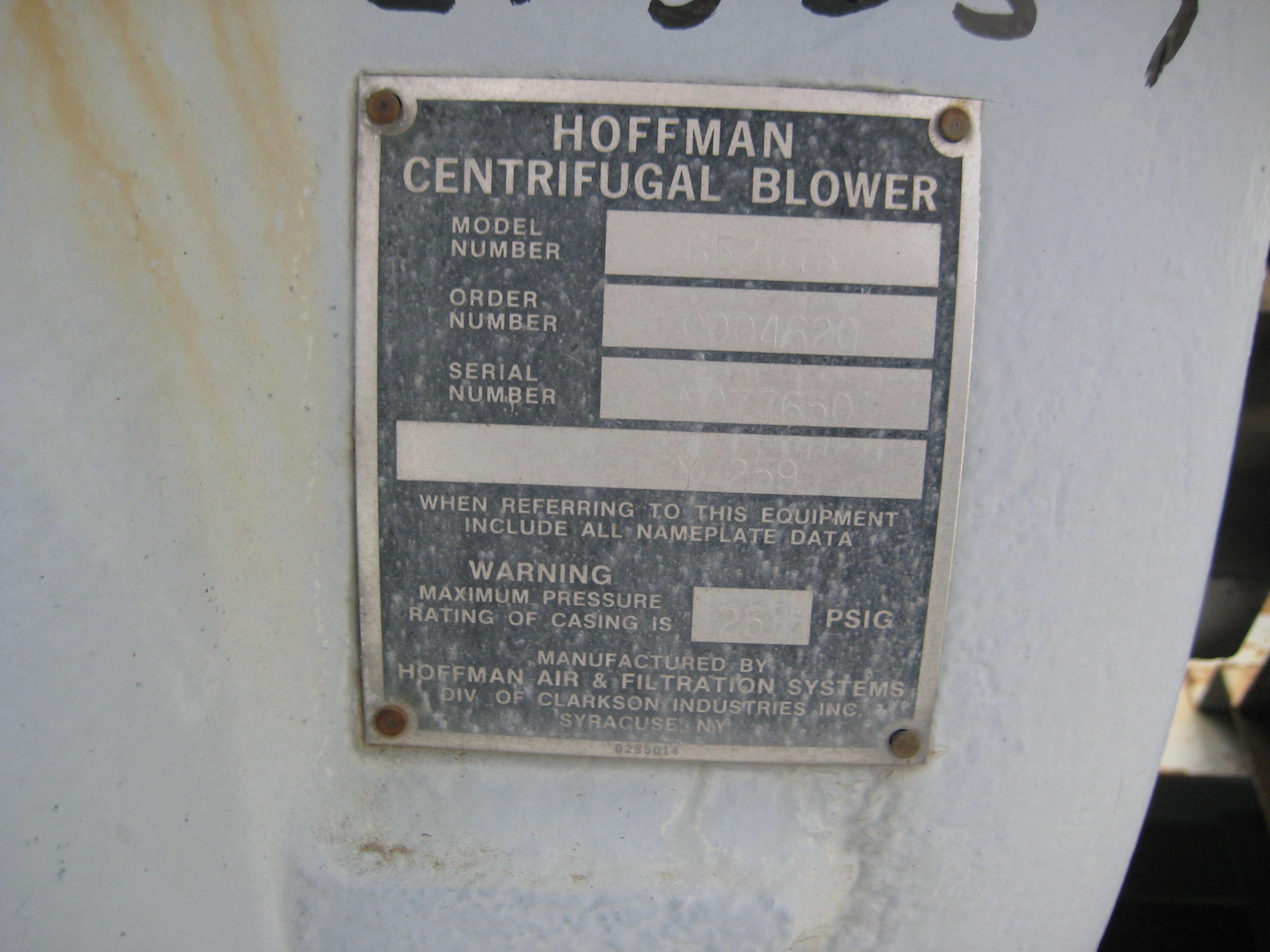   Blower 5,097 m3/h (3,000 CFM) Carbon Steel For Sale - IPP# 213557