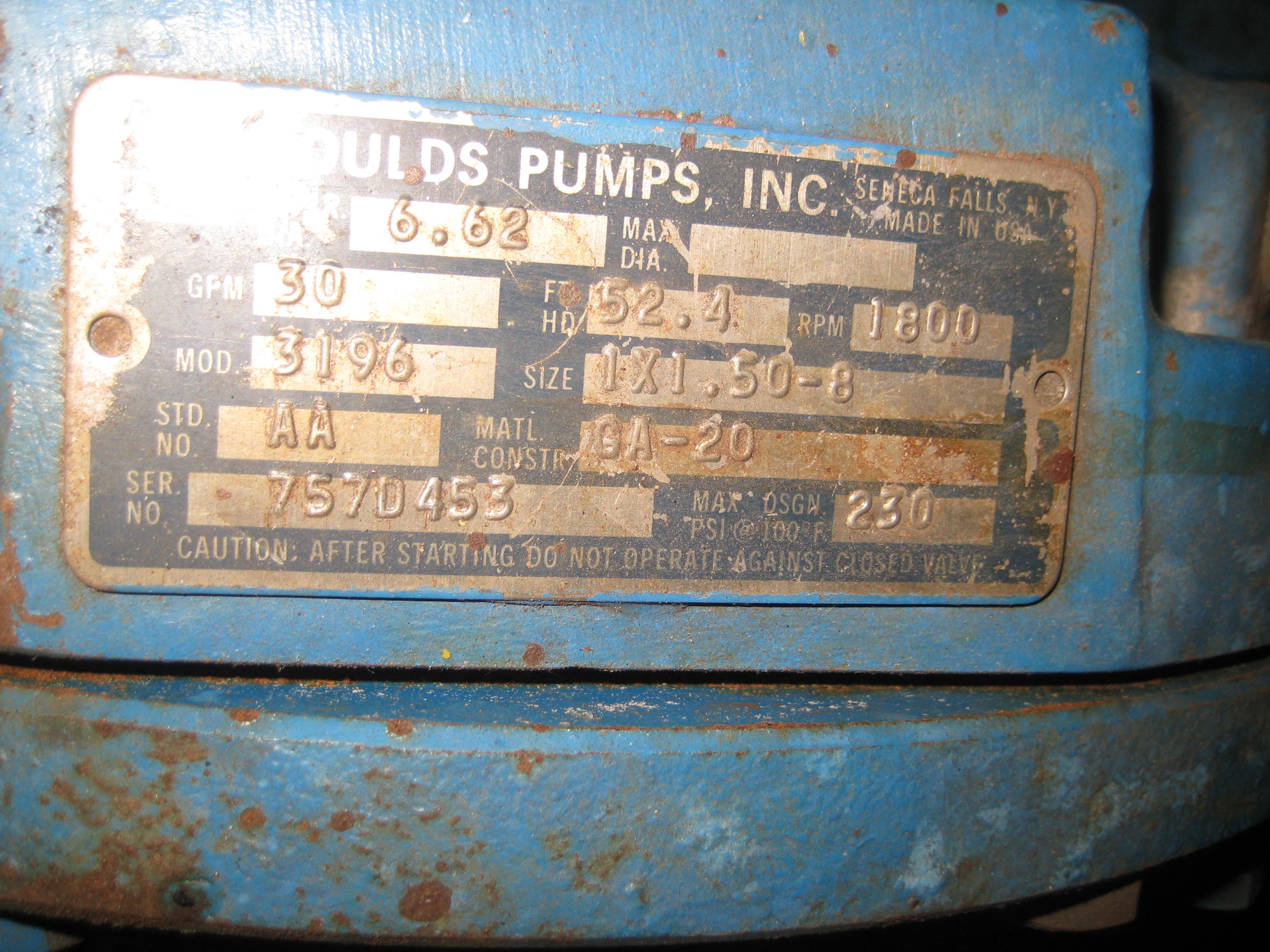  Centrifugal Pump 6.8 m3/h (30 GPM) Alloy 20 For Sale - IPP# 213529