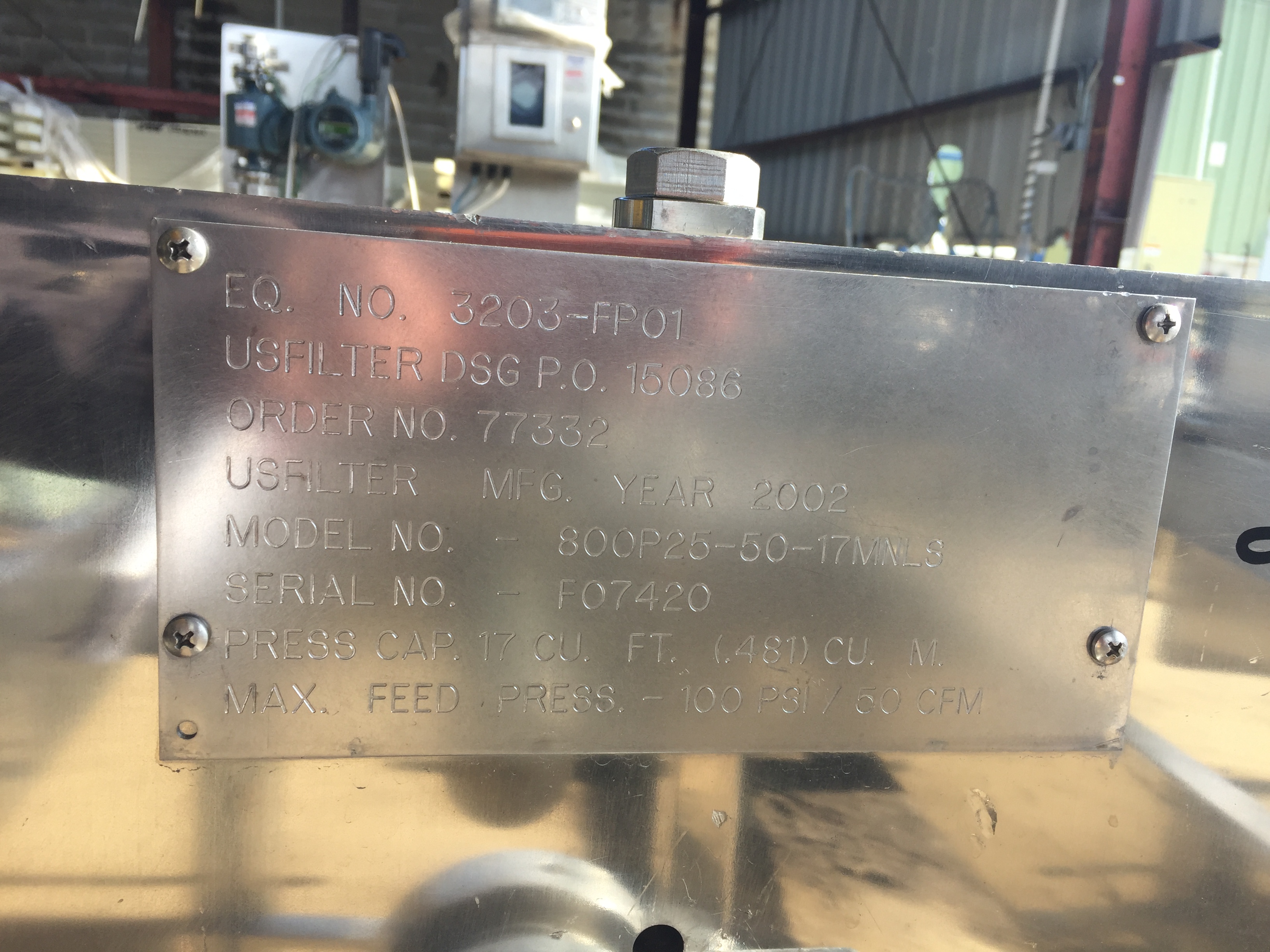 Polypropylene Perrin 800—P25-50-37-17MNLS Filter Press - IPP# 225367