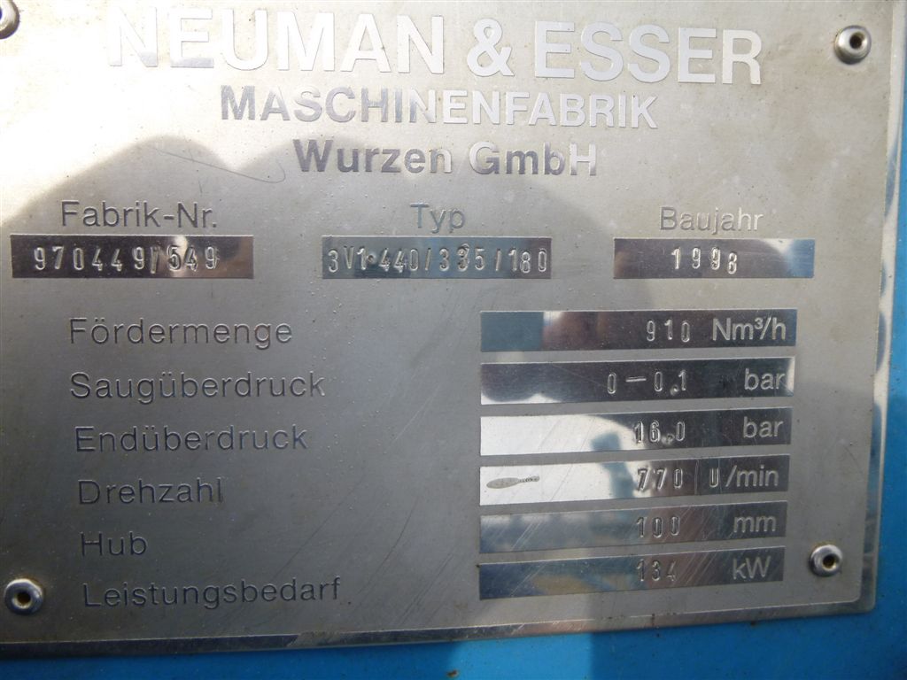 Neumann & Esser Maschinenfabrik Wurzen GmbH 3V1-440/335/180 Reciprocating Compressor - IPP# 220597