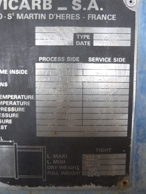  Plate and Frame Heat Exchanger 13.9 m² (150 ft²) Stainless Steel Austenitic For Sale - IPP# 221171