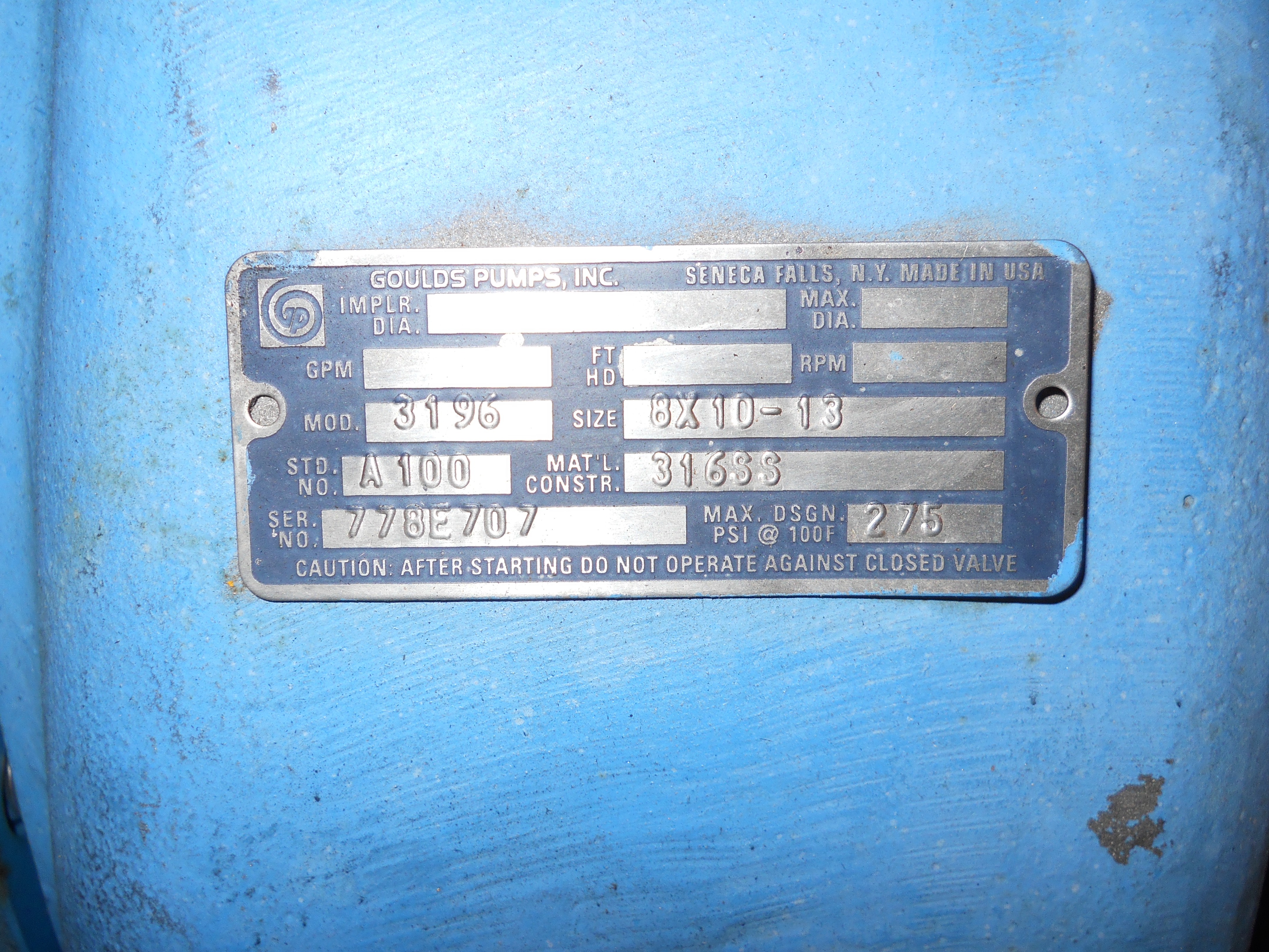  Centrifugal Pump 772.2 m3/h (3,400 GPM) Stainless Steel 316 For Sale - IPP# 221289