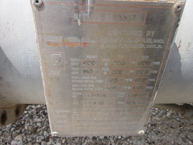  Shell and Tube Heat Exchanger 124.4 m² (1,339 ft²)  For Sale - IPP# 222913