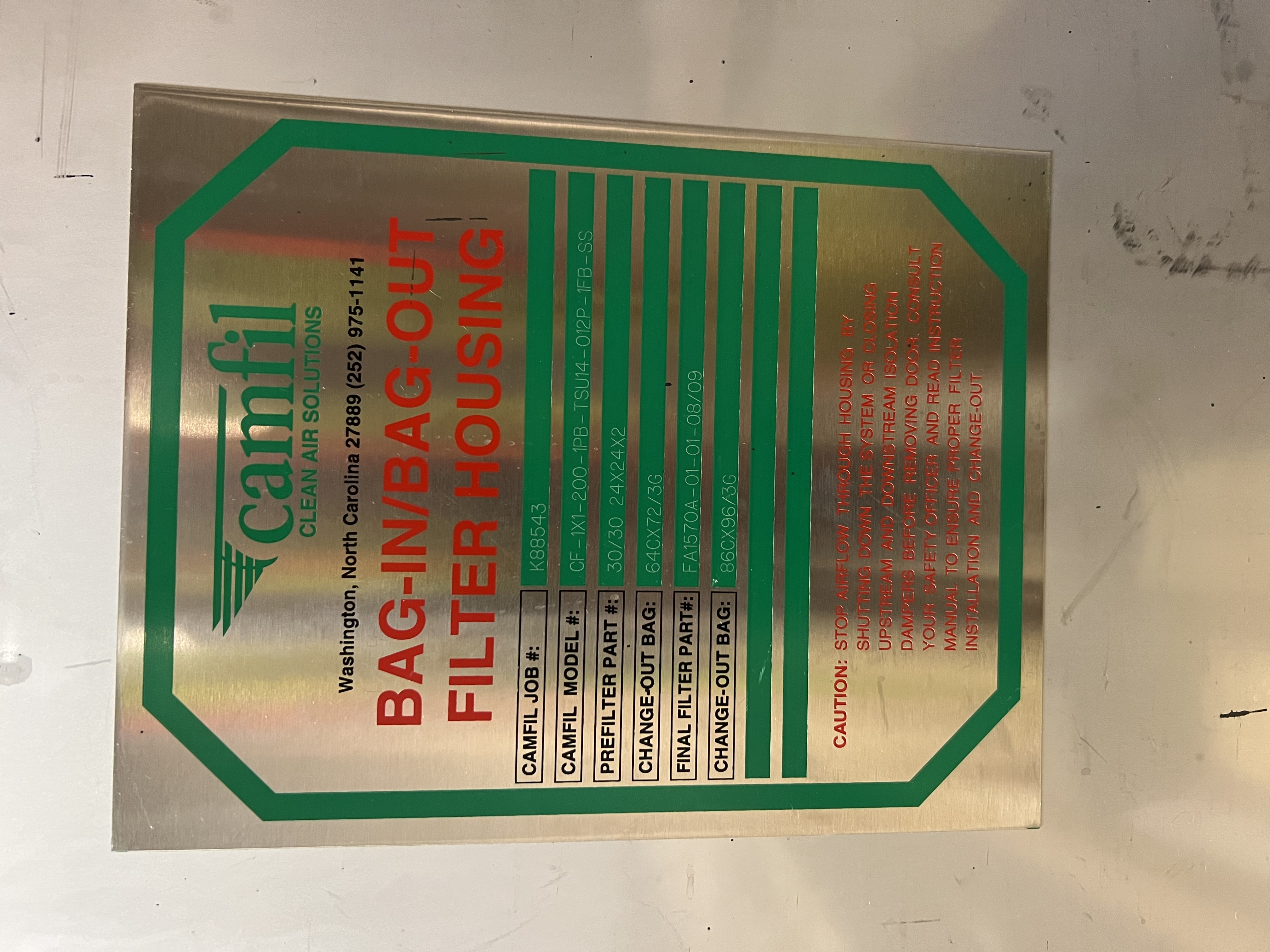 Unused Air Filter  Stainless Steel 304 For Sale - IPP# 235284