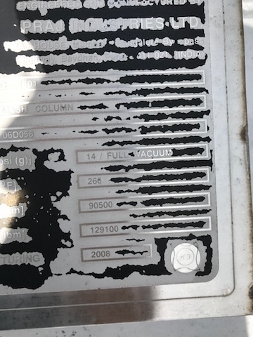 Unused Tray Column 4,000 mm (157 in) Stainless Steel 304 For Sale - IPP# 235303