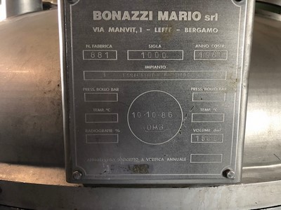 Stainless Steel 321 Bonazzi Mario 881 LT 1000 Dryer-Pan - IPP# 230333
