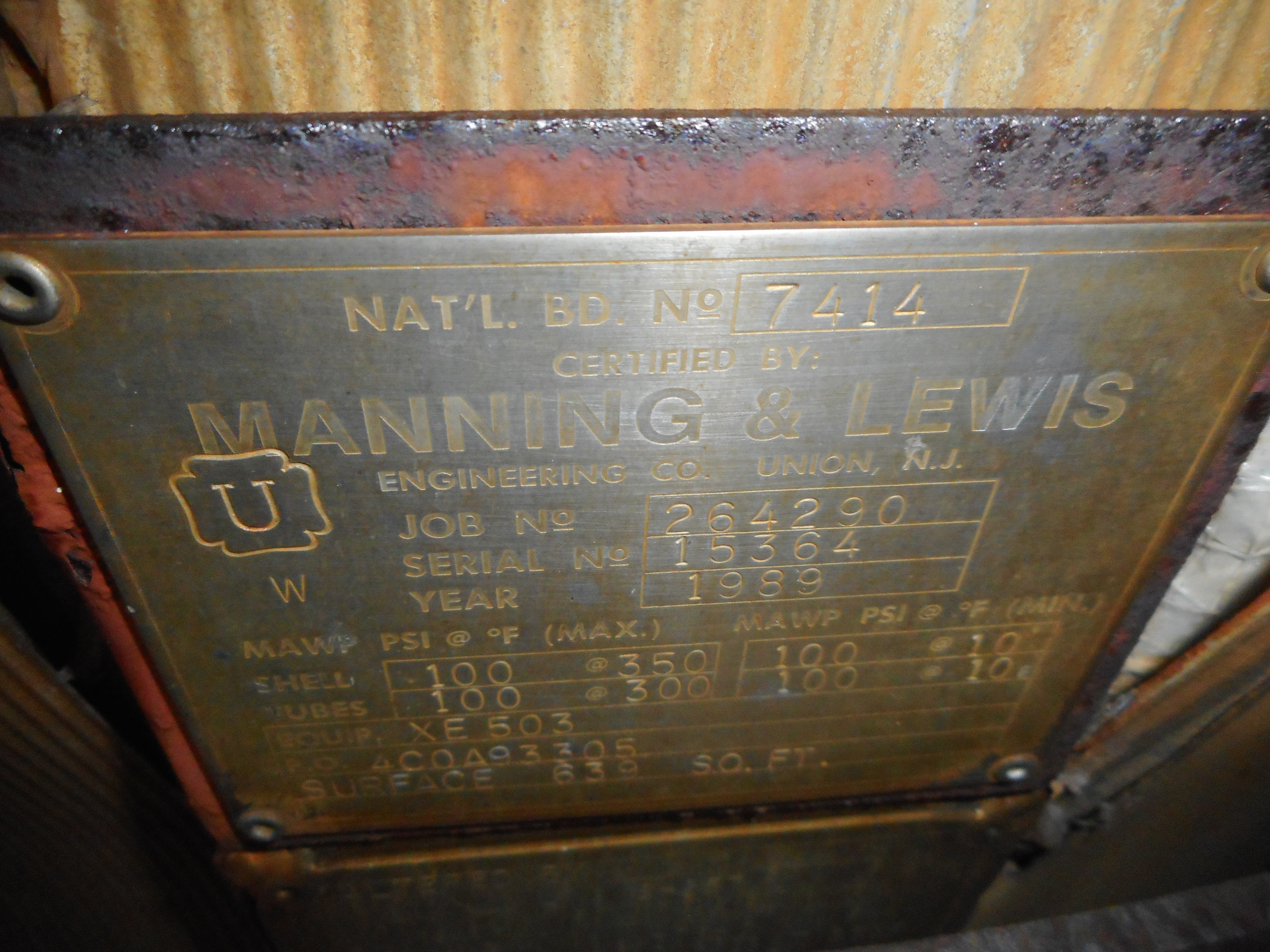 Stainless Steel Austenitic Clad Manning and Lewis Shell and Tube Heat Exchanger - IPP# 233141