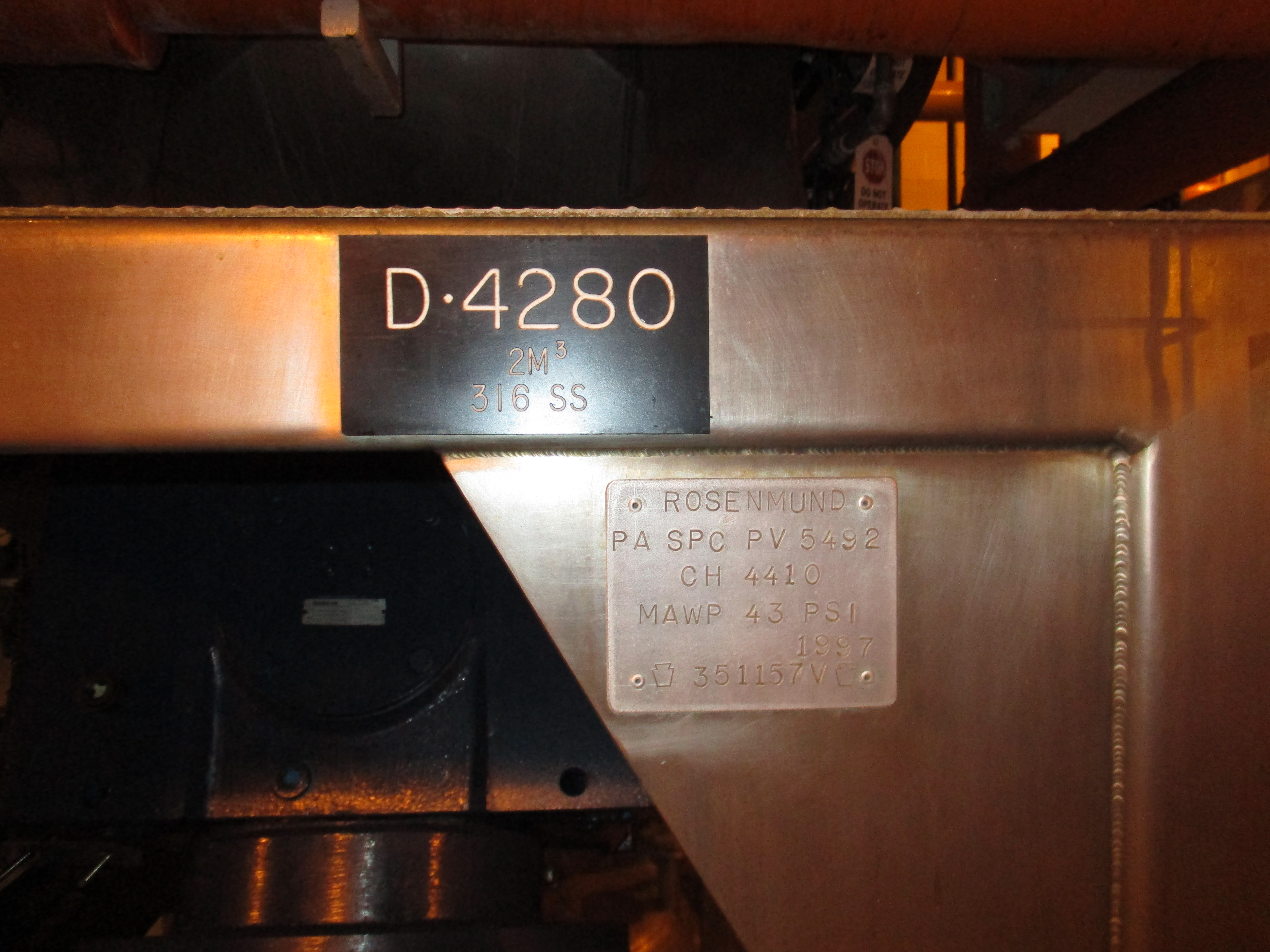 Stainless Steel 316L Rosenmund AG CH-4410 Liestal, # RKT-2000-109-98 Dryer-Spherical - IPP# 233216