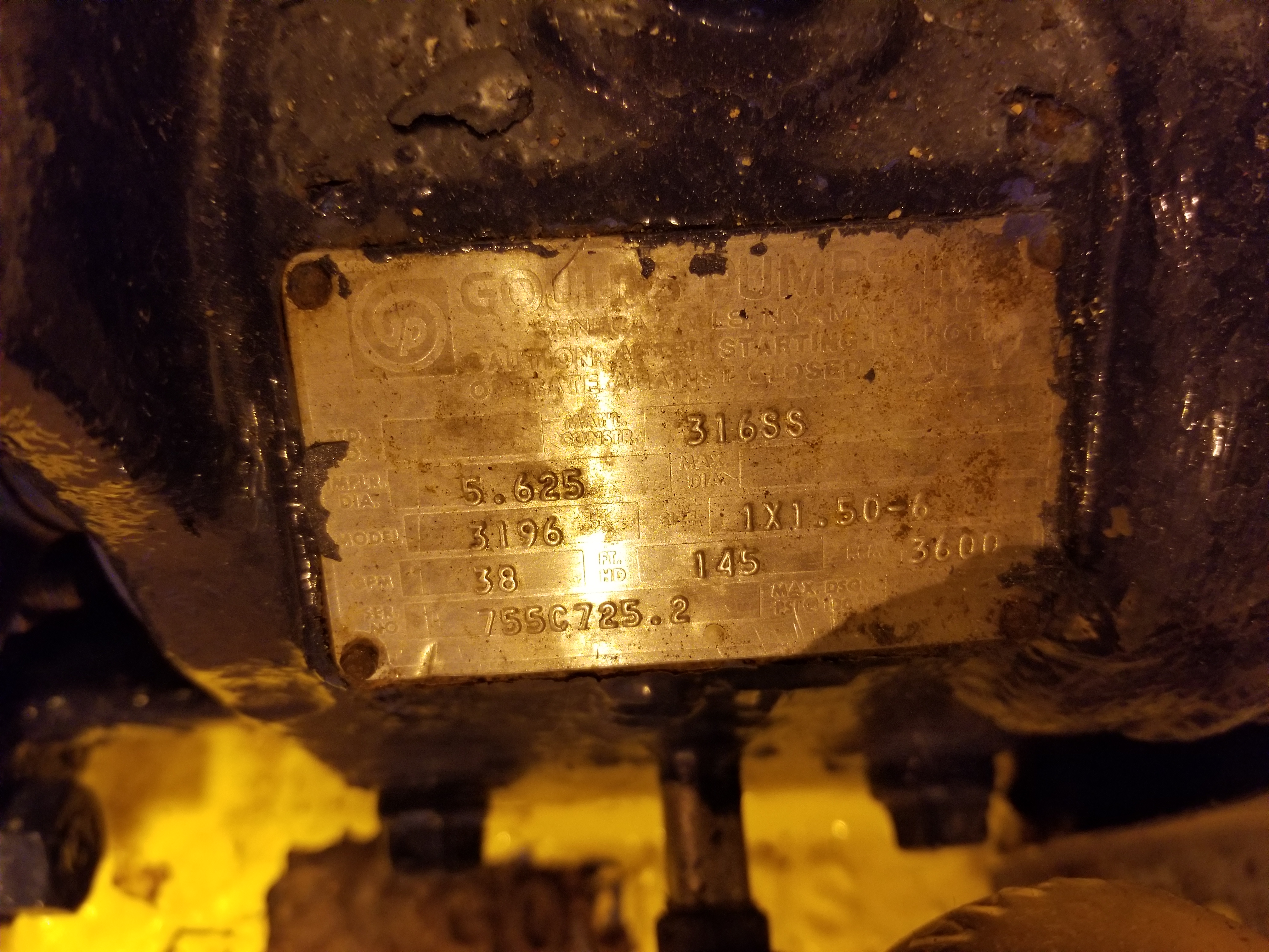 Stainless Steel 316 Goulds ITT 3196 Centrifugal Pump - IPP# 233360