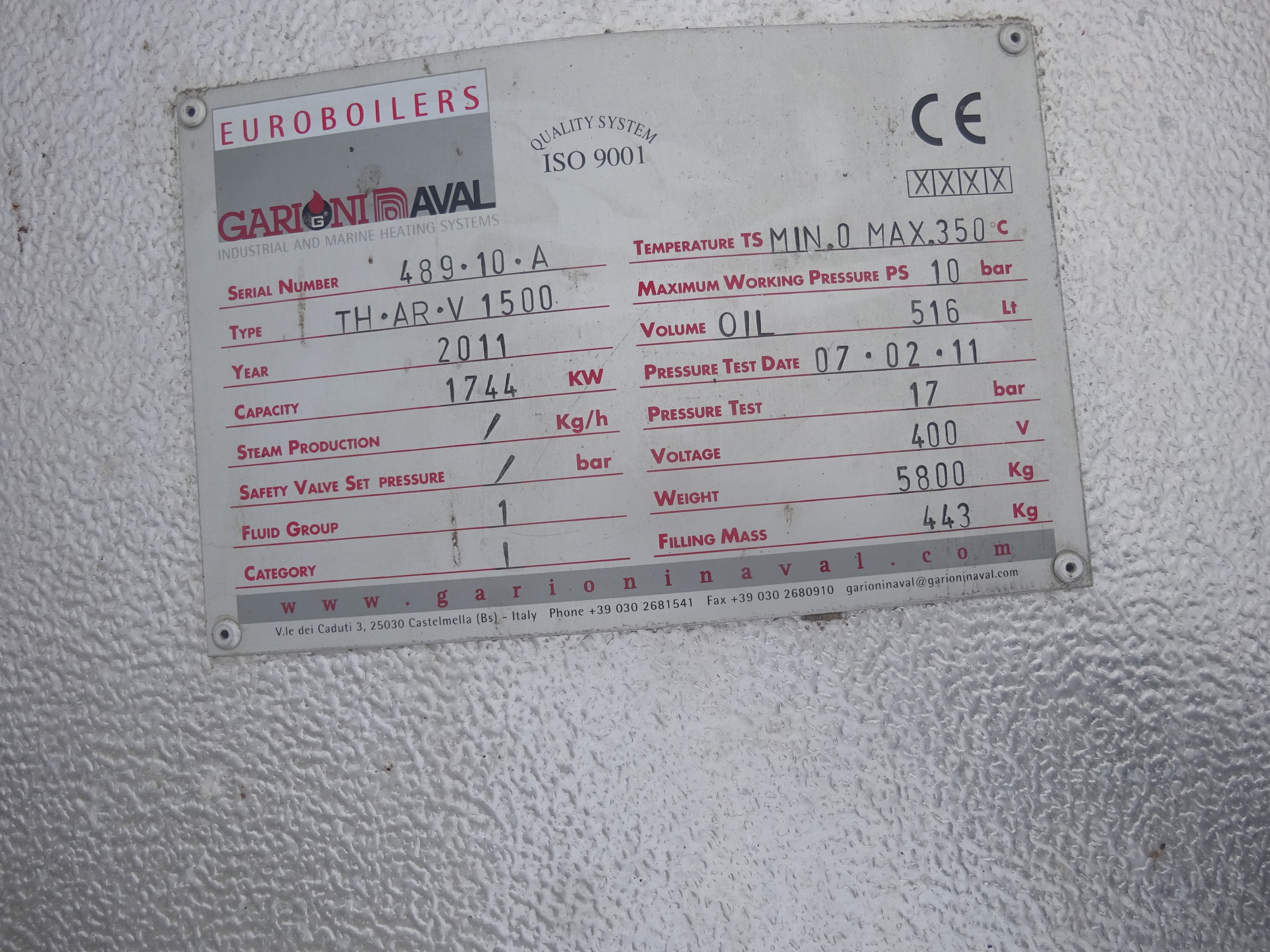 Carbon Steel Euroboilers TH/AR-V1500 Hot Oil Boiler - IPP# 245533