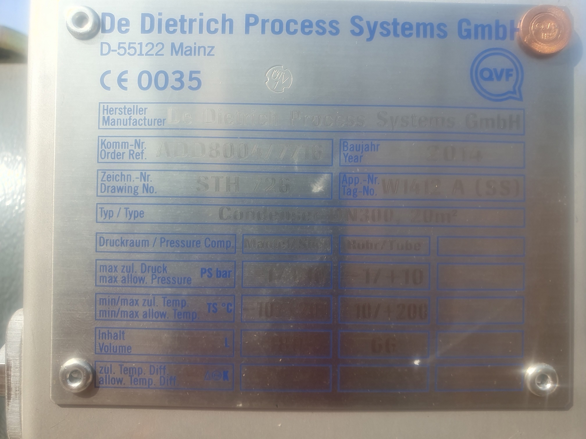 Shell and Tube Heat Exchanger Unused Hexoloy SE (Sintered Silicon Carbide) by DeDietrich - IPP# 246636