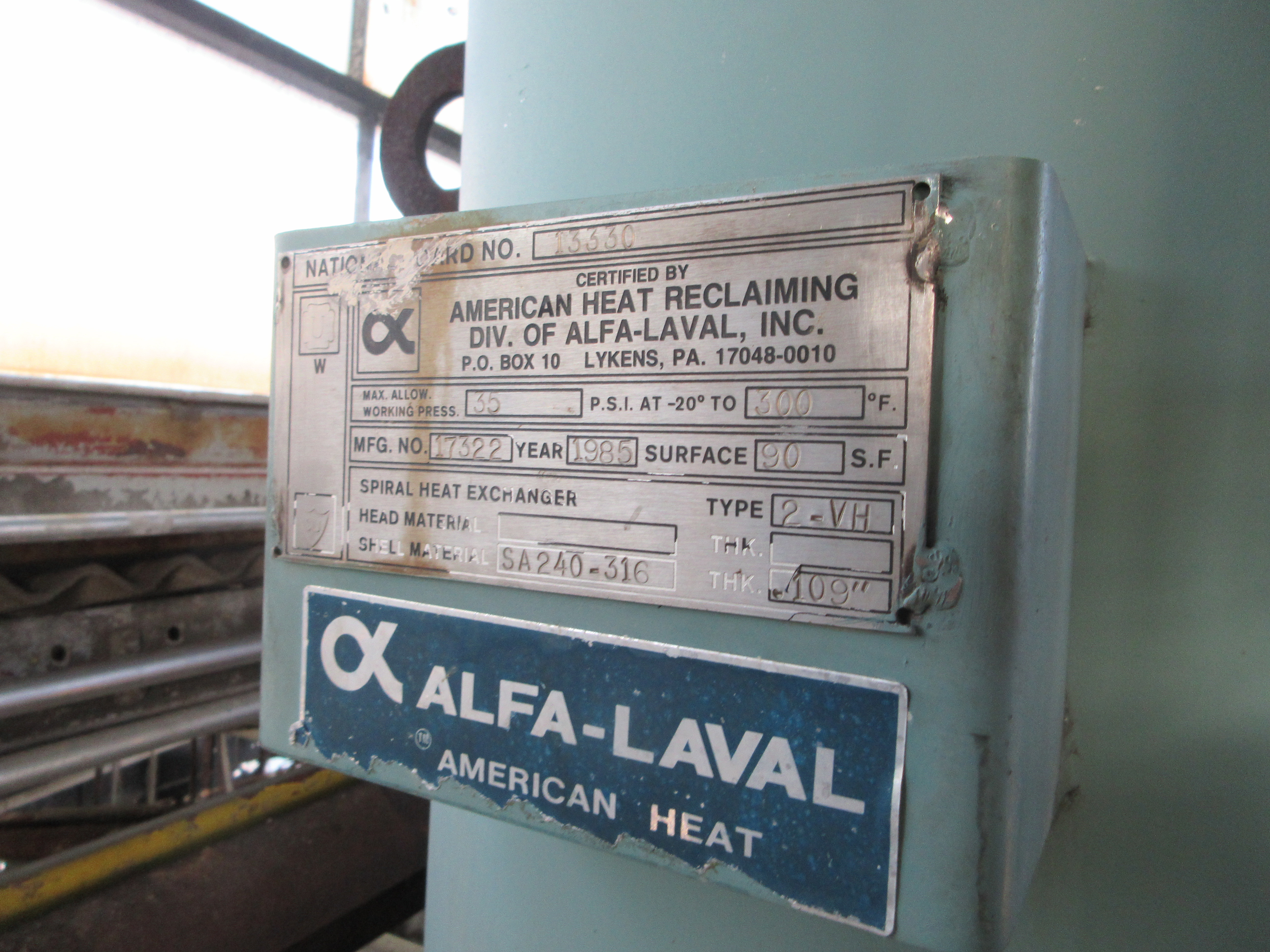  Spiral Heat Exchanger 25.1 m² (270 ft²) Stainless Steel 316 For Sale - IPP# 246876
