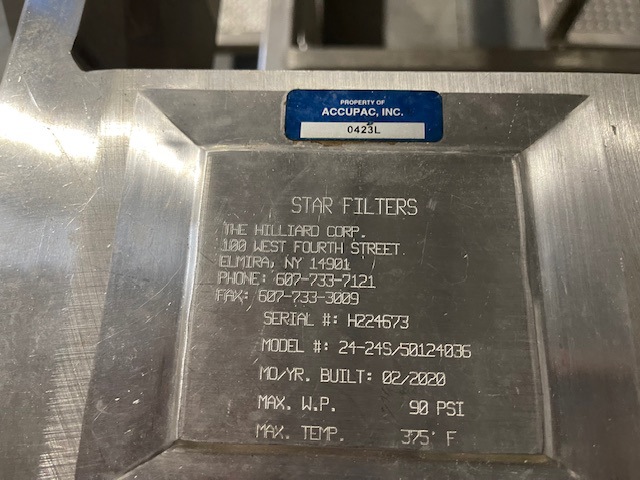 Filter Press, 88.15 Sq.Ft. filtration area, 316 L Stainless Steel, Manufactured by Star - IPP# 247071