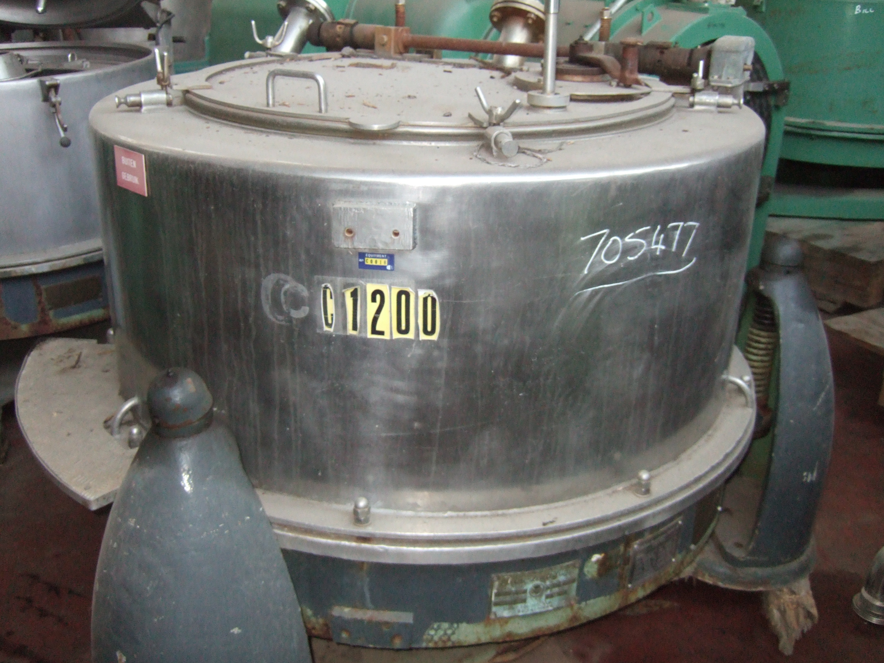  Manual Discharge-Top Centrifuge-Basket 1,200 mm (47.2 in) Stainless Steel Austenitic For Sale - IPP# 705477