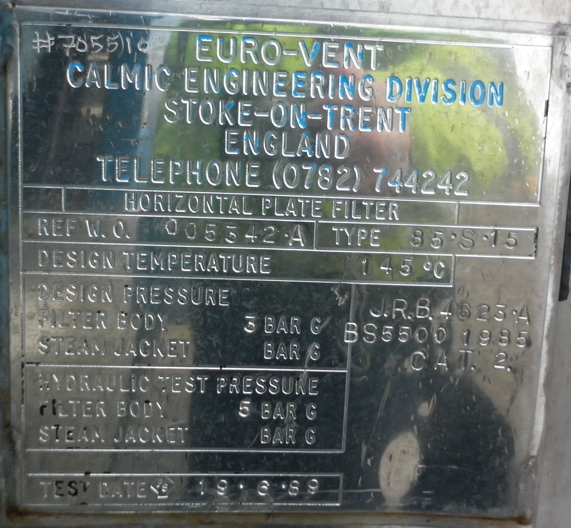  Pressure Leaf Filter 7.3 m² (78.6 ft²) Stainless Steel 316 For Sale - IPP# 705510