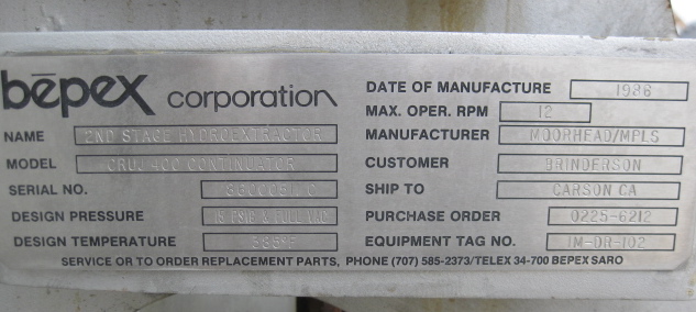 Unused  Dryer- Ribbon & Paddle 11.3 m3 (400 ft3) Carbon Steel For Sale - IPP# 96809